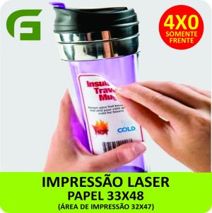 LASER / ADESIVO BOPP 33X48cm /COM OU SEM RECORTE BOPP ADESIVO - LASER ADESIVO 33X48cm / ÁREA IMPRESSÃO 32X47cm 4X0  OPCIONAL 