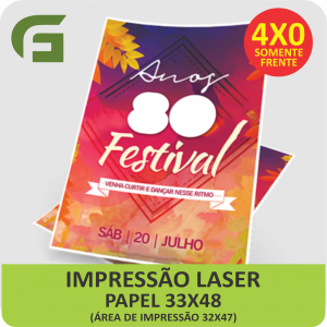 LASER / OFFSET 240g / 4X0 OFFSET 240g - LASER PAPEL 33X48cm / ÁREA IMPRESSÃO 32X47cm 4X0  OPCIONAL 