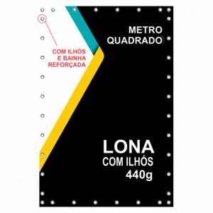 Lona Impressa / PLOTTER UV Lona 440g   FOSCA COM BAINHA REFORÇO CORDA E ILHOS 